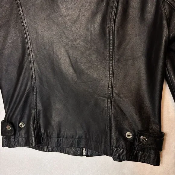 Wilson Leather Jacket Women's Small Black Leather Full Zip Pockets - Picture 16 of 16